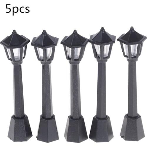 5Pcs/lot Black Lights Single Head Scale Lampposts Train N Scale Lights Model Garden Lamps Street Lamps Model Building