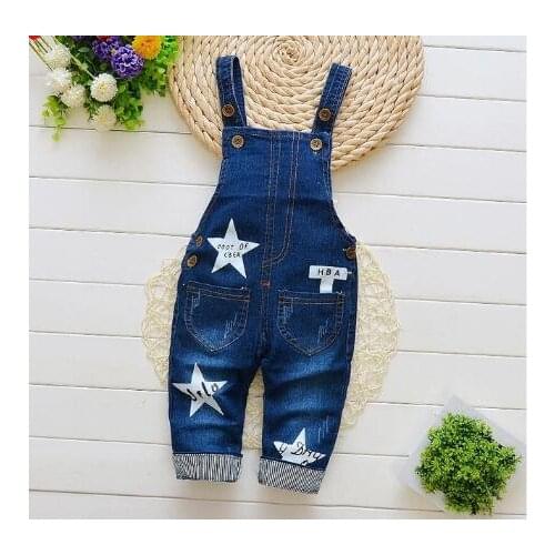 Bibicola Baby Boys Bib Pants Kids Boys Girls Fashion Denim Trousers Cartoon Style Pants For Children