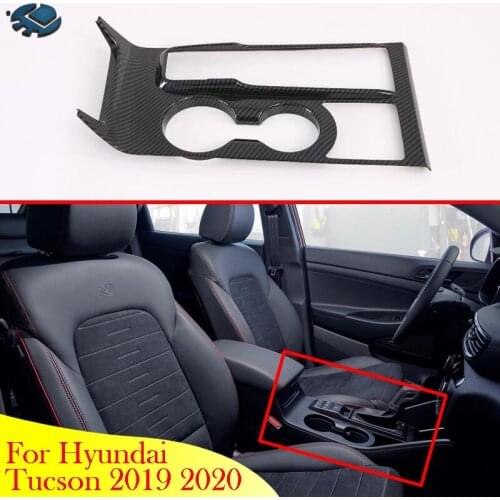 For Hyundai Tucson 2019 2020 Carbon Fiber Style Gear Shift Panel Center Console Cover Trim Frame Car Styling Sticker