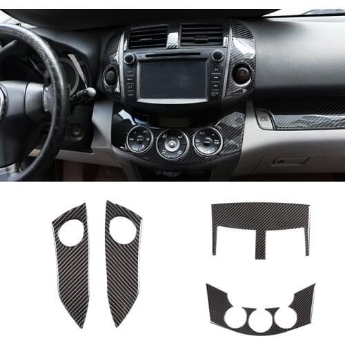 For Toyota Rav4 RAV 4 2006 - 2012 Carbon Fiber Car Center Control Warning Light Switch Air Condition Vent Cover Frame Inner Trim