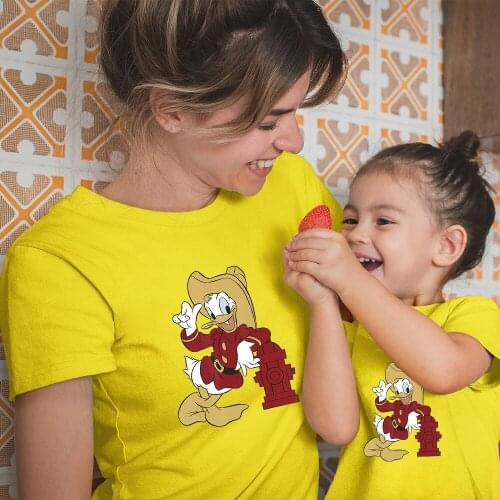 Four Seasons Donald Duck Cartoon Printing T-Shirts Fashion Outdoor Summer New Family Look Outfits Comfortable Harajuku Style Tee