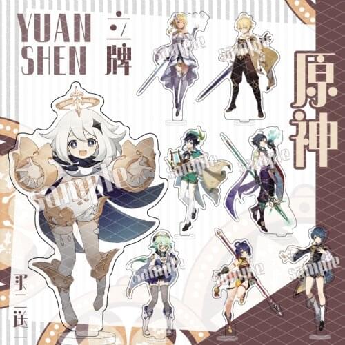Game Genshin Impact Barbara Venti Diluc Kaeya Paimon Xiao Theme Acrylic Figure Stand Model Plate Desk Decor Toy Cosplay Gifts
