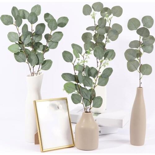 Artificial Plants Green Eucalyptus Leaves DIY Bridal Bouquet Fake Flowers For Home Garden Party Wedding Flower Decorations