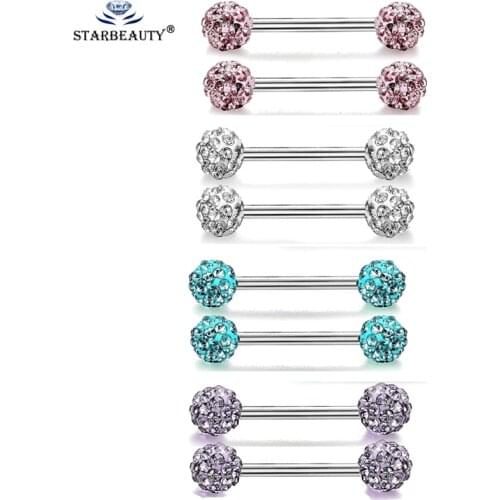 1Pair New Style Full CZ Gem Nipple Ring High Quality 316L Surgical Steel Piercing Nipple Piercing Rings Sex Body Jewelry
