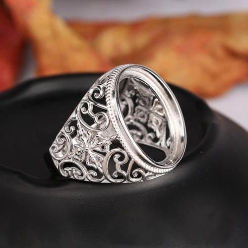 Art Deco 925 Sterling Silver Vintage Ring 16x20mm Oval Cabochon Semi Mount Engagement Ring Fine Jewelry Adjustable Wholesale