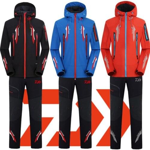2020 DAWA Fishing Jacket Fishing Pants Warm Coat Winter Waterproof Fishing Clothing Set Men Windbreaker Camping Fishing Clothes