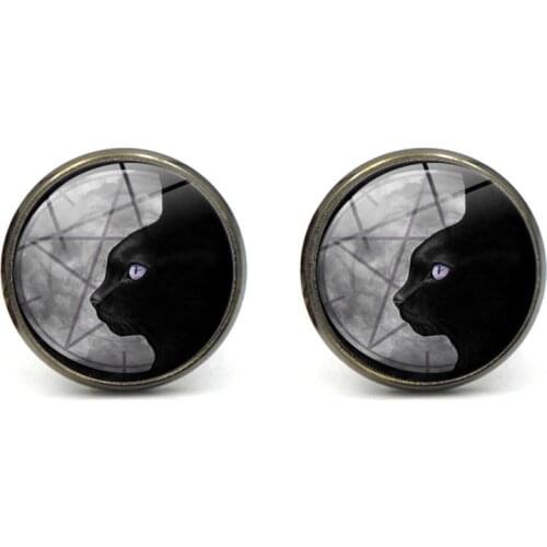 XK-XZXL0973 French Suits Cufflinks with Black Cat Pattern Retro Men Shirts Sleeve Nails Male Cuff Link for Collection