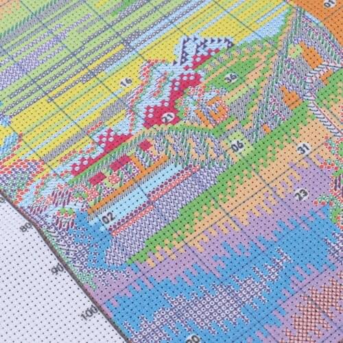 Stamped Cross Stitch Kit Pre-Printed Pattern Embroidery Kits - Flower & Girl