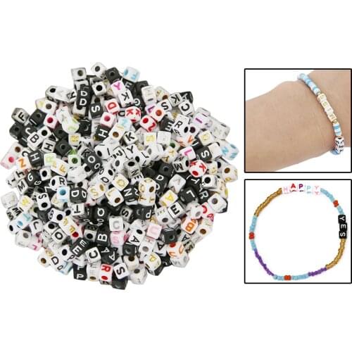 Set of 1200 5mm Square Acrylic A-Z Alphabet Letters Beads Mixed DIY Art Craft Making Supplies