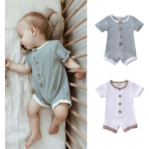 New 0-18M Summer Baby Girls Short Sleeve Clothes Boys Romper Girl Jumpsuit Infant Playsuit Newborn Casual Outfit Spring