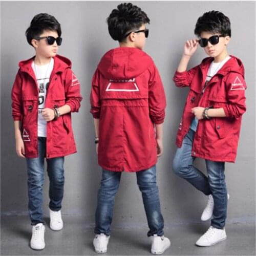 2018 new childrens clothing spring boy jacket childrens windbreaker in the long section of the big boy Korean shirt boy spring