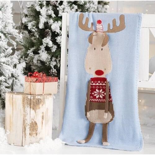 Baby Blanket Newborn Cute Big Deer Elk 3D Soft Warm Knitted Swaddle Wrap Toddler Infant Bedding Quilt Bath Towel Cover Christmas