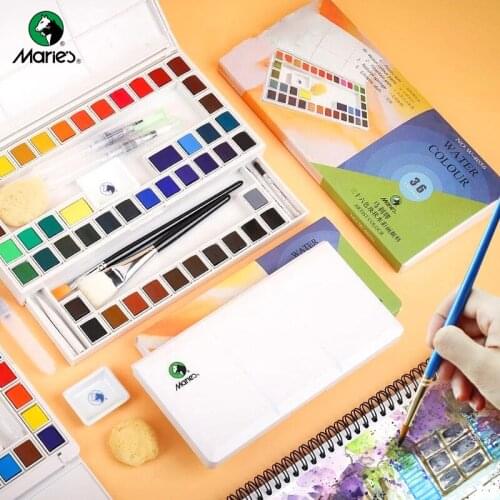 18/24/36/48 color Marie s solid watercolor painting bright color solid watercolor with fountain pen beginner using art supplies