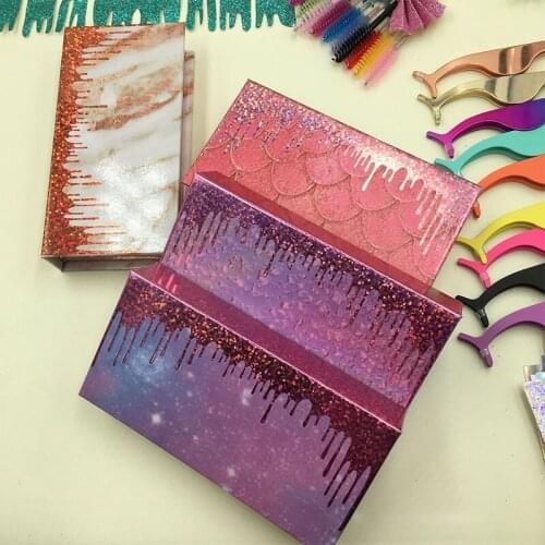 Wholesale Eyelash Packaging Box Purple Pink Eyelash Box Packaging Custom Caux Cils 3D Mink Lashes Package Storage Case Vendors