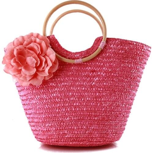 New Beach Rattan Straw Polyester Bag Fashion Leisure Straw Quality Craft Paper Holiday Weaving Handbag Beach Bag