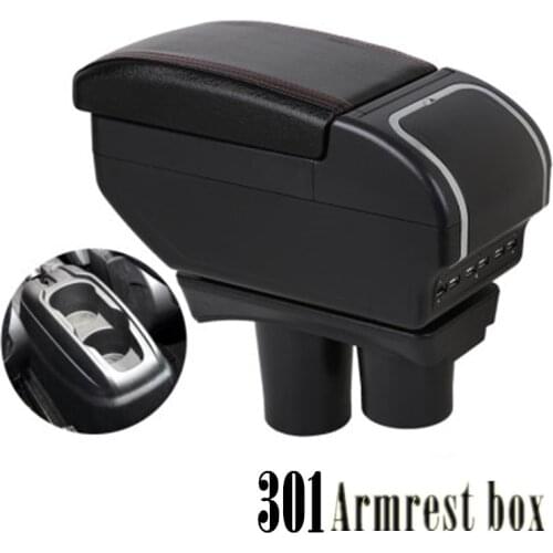Armrest For Peugeot 301 Citroen c-elysee Dual layer central Store content Storage box with cup holder ashtray Car modification a