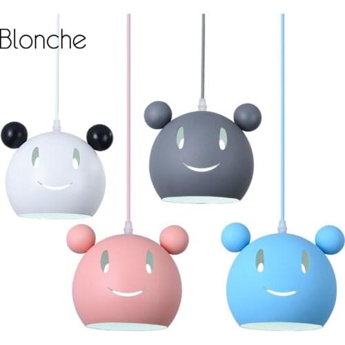 Nordic Mickey Pendant Light for Childrens Room Kids Bedroom Lamp Modern Led Hanging Lights Fixtures Home Loft Decor Luminaire