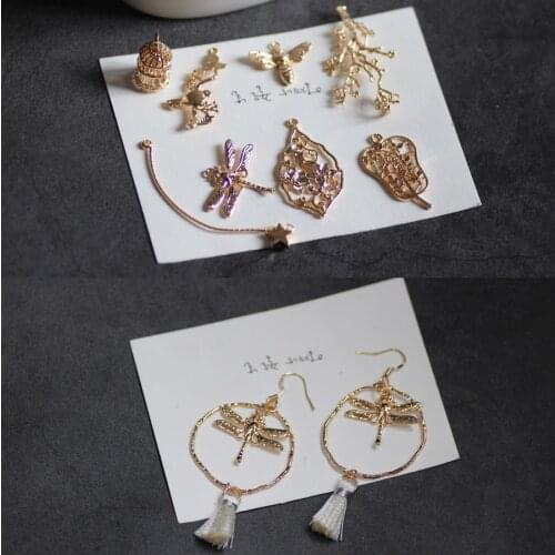 Pure copper plated 18k genuine gold color jewelry material DIY earrings accessories bracelet earrings pendants