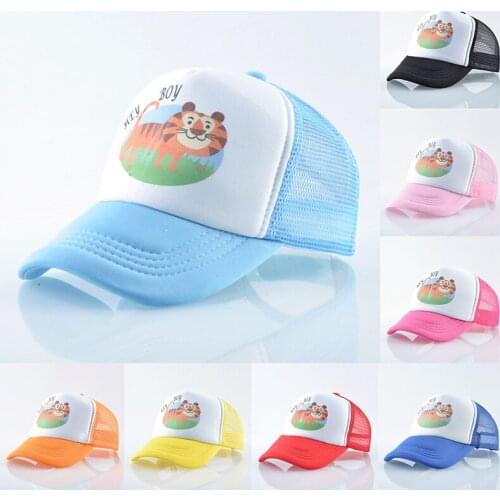 Girls Cartoon Tiger Printing Mesh Baseball Cap Boys Outdoor Adjustable Sunhat Polyester Breathable Casual hats for Children