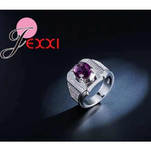 Stamped Fashion Round Crystal Silver Rings For Woman Wedding Engagement Jewelry Cubic Zircnoia Bands Anillos