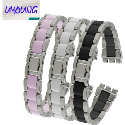Watch Accessories New High quality stainless steel+ ceramic watch strap Replacement Watchbands for swatch 17mm width watch band