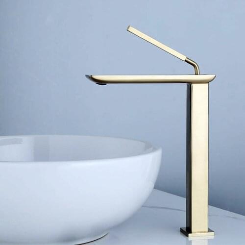 Basin Faucet Mixer Brush Gold Brass Hot and Cold Single Hole Bathroom Faucet Basin Crane Taps Sink Mixer Tap Wash Basin Torneira