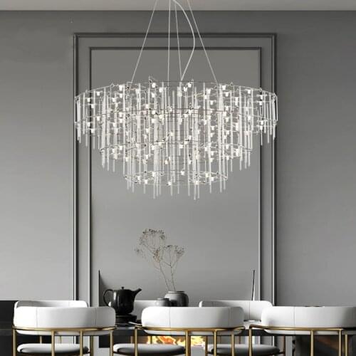 Silver Modern Novelty Chandelier Lighting Dining Living Room LED Hanging Lamp Round Luxury Bedroom Lobby Deco Designer Fixtures