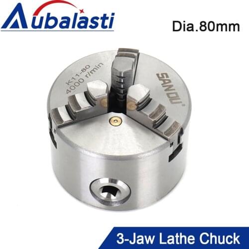 Aubalasti 1Set K11 80mm 3Inch 3-Jaw Manual Lathe Chuck Self-Centering Chucks SANOU K11-80 Lathe Chuck With Turning Machine Tools