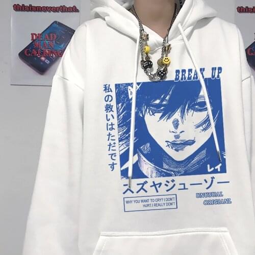 Japanese Anime Punk Tokyo Ghoul Kaneki Ken Loose Hoodie Sweatshirt Harajuku DEATH NOTE Cartoon Goth Streetwear Casual Women Tops