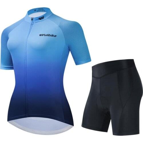 Wulibike Womens Tracksuit Summer Cycling Uniforms for Women Breathable Cycling Clothing Female Cycle Quick Dry Jersey Women
