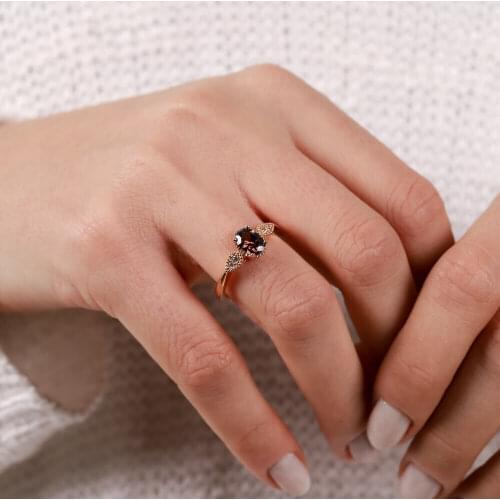 Smoky Quartz Gold Ring Diamond Montur 14 Carat Oval Handy Custom Craftsmanship Gift Gold Special Occasions Design Shiny