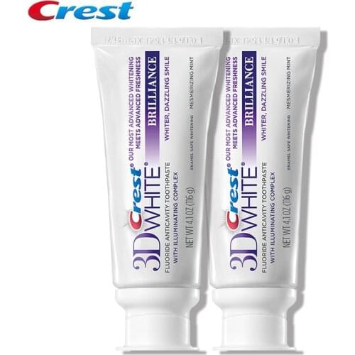 Crest Brilliance 3D White Toothpastes Tooth Paste Teeth Whitening Oral Hygiene Gum Care dissolving polishing complex 2 pcs/pack