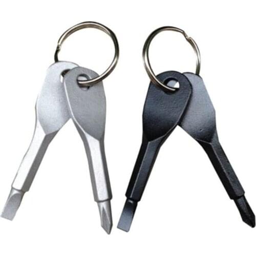 1 Set Stainless Steel Mini EDC Multifunction Screwdriver Key Shape Slotted Screwdrivers Keychain Pocket Repair Tool