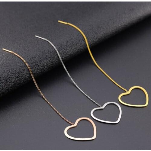 1Pair Creative Heart-shaped Titanium Steel Ear Wire Stainless Steel Fashion Simple Love Earrings Rose Gold Earrings