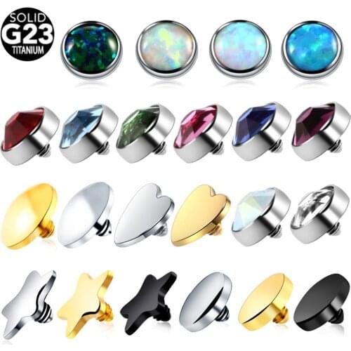 1PC Titanium Tattoo Dermal Anchor Tops Micro Dermal Head Surface Piercing CZ Gem Skin Diver Dermal Anchors Body Piercing Jewelry