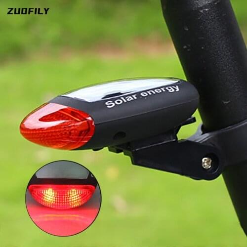 3 Modes Bicycle Waterproof Solar Seatpost Tail Light Mountain Bike 2LED Safety Warning Light with Clamp Outdoor Riding Equipment