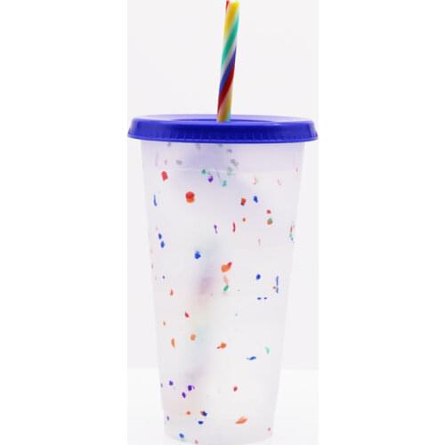 5Pcs Color Changing Confetti Cup Reusable Plastic Tumbler With Lid And Straw Cold Cup Straw Cup Kitchen Drinkware Кружки