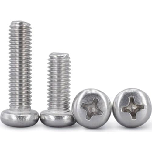50Pcs M1 Stainless Steel Plate Round head Small Screws Phillips Cross Screw nail bolt Length 3mm-6mm