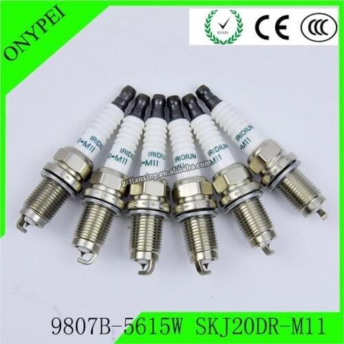 6pcs 9807B-5615W SKJ20DR-M11 Iridium Spark Plug For Honda Accord CR-V Acura RL TSX 9807B5615W SKJ20DRM11 9807B 5615W Auto Part