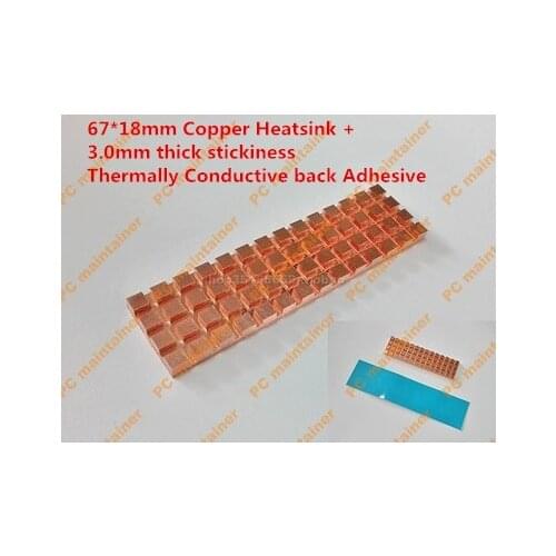 67*18mm Copper Heatsink+3.0mm Thermally Conductive Adhesive Thin Copper M.2 NGFF 2280 PCI-E NVME Solid State Disk SSD Radiator