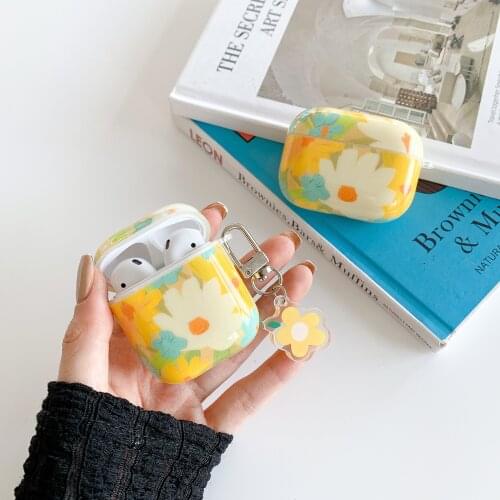 Colorful Retro Oil Flower Earphone Cases For Airpods 2 1 Pro Cute Flower Tulip Pendant Headphone For Apple Airpods Pro Case