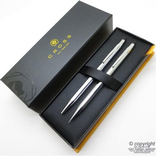 Cross 3501 Classic Century Bright Chrome Ball and Pencil Set | Cross Pen | İsme Special Pen