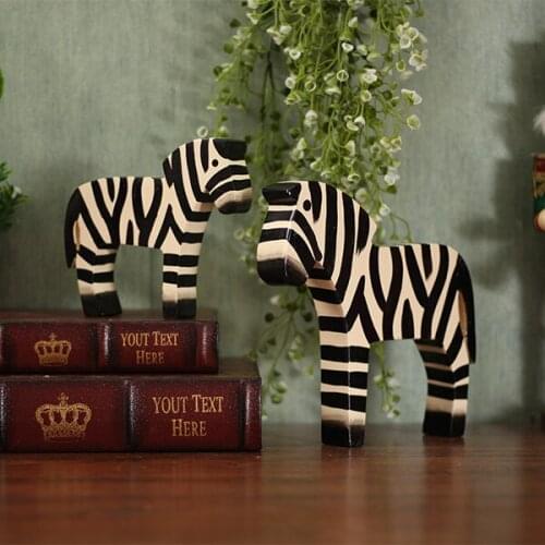 European animal wooden zebra small ornaments decorations creative Home Furnishing living room a pair