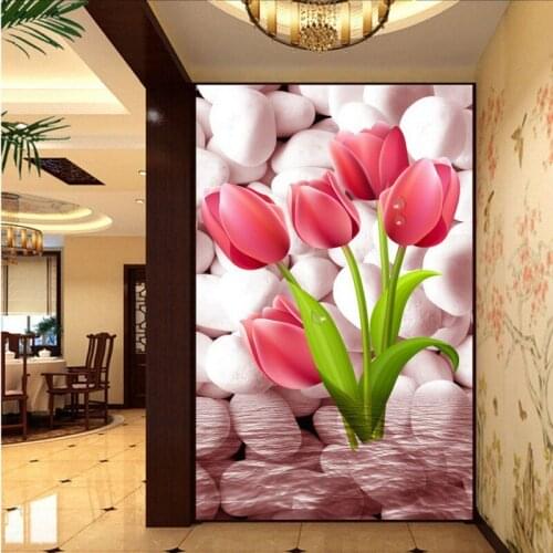 Photo wallpaper 3D HD Tulip Pebble Mural Paintway Passion Chart wallpaper lobby custom bedroom high quality mural