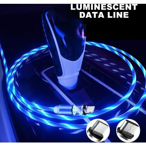 Circular Magnetic Streamer Data Line Magical Glow Nighttime Mobile Phone Charging Cable For Apple Android Typec