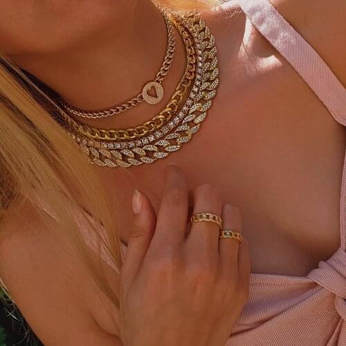 Iced out cz round Heart with Letter S engraved coin pendant charm chain necklaces for Hip hop Miami Cuban chain choker necklace