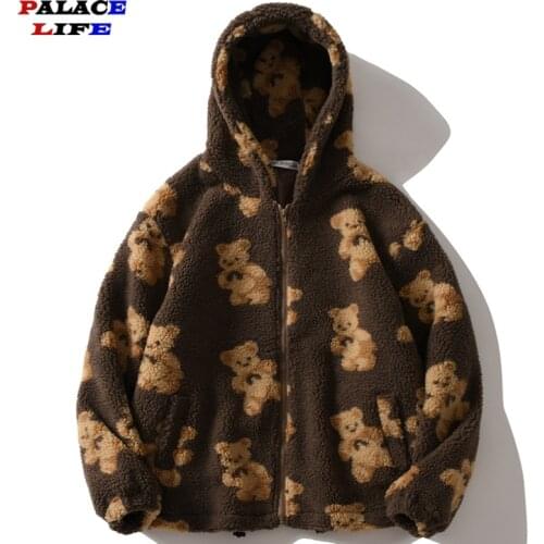 Mens Winter Warm Down Jacket Full Cartoon Bears Printed Heated Padded Puffer Jacket Coat Oversize Male Parka Men Clothing