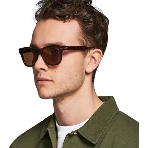 Square acetate frame sunglasse fro men gradinet tea lens