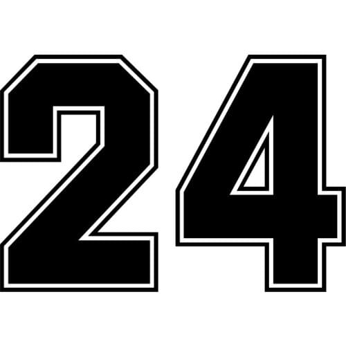 Hot Sell Jersey Number 24 Vinyl Car-Stickers Car Decals for Bumper Suv Decal Auto Exterior Waterproof KK18*12cm