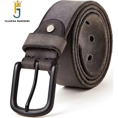 FAJARINA Mens Quality 100% Pure Genuine Leather Pin Buckle Belts for Men Leather Man Mens Retro 38mm Width Belt Male N17FJ285